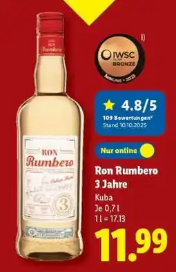 Lidl Ron Rumbero 3 Jahre Angebot