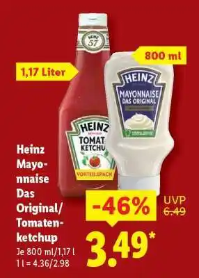 Lidl Heinz Mayonnaise Das Original/Tomatenketchup Angebot