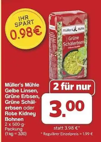Famila Nord Ost Müller's Mühle Grüne Schälerbsen Angebot