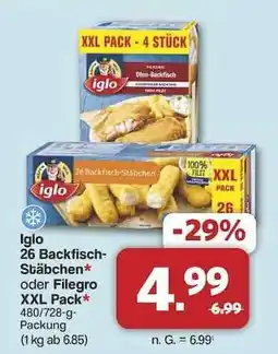Famila Nord Ost Iglo 26 Backfisch-Stäbchen oder Filegro XXL Pack Angebot
