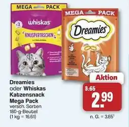 Famila Nord Ost Dreamies oder Whiskas Katzensnack Mega Pack Angebot