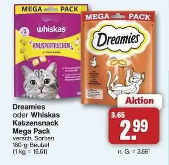 Famila Nord Ost Dreamies oder Whiskas Katzensnack Mega Pack Angebot