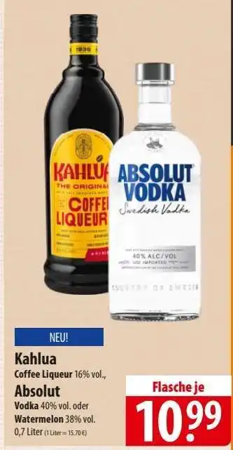 Famila Nord Ost Kahlua / Absolut Angebot