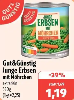 Aktiv Irma Gut&Günstig Junge Erbsen mit Möhrchen Angebot