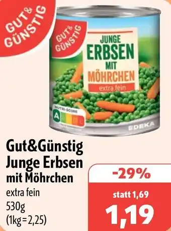 Aktiv Irma Gut&Günstig Junge Erbsen mit Möhrchen Angebot