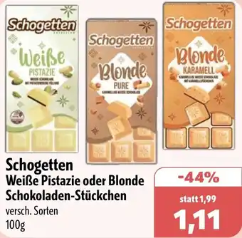 Aktiv Irma Schogetten Weiße Pistazie oder Blonde Schokoladen-Stückchen Angebot