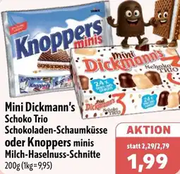 Aktiv Irma Mini Dickmann's Dick Schoko Trio Schokoladen-Schaumküsse oder Knoppers minis Milch-Haselnuss-Schnitte Angebot