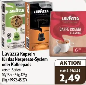Aktiv Irma Lavazza Kapseln für das Nespresso-System oder Kaffeepads Angebot