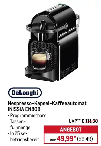 METRO DeLonghi Nespresso-Kapsel-Kaffeeautomat INISSIA EN80B Angebot