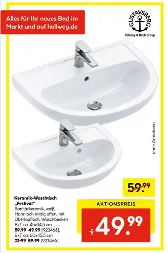 Hellweg Gustavsberg keramik-waschtisch „festival“ Angebot