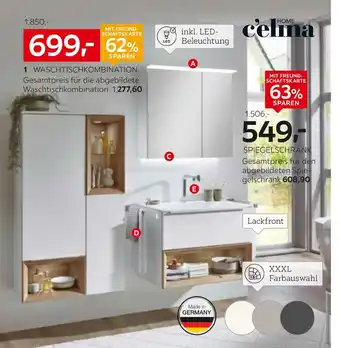 XXXLutz C'elma waschtischunterschrank, waschtisch, siphonabdeckung und raumsparsiphon Angebot