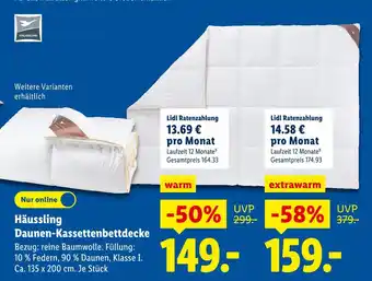 Lidl Häussling daunen-kassettenbettdecke warm Angebot