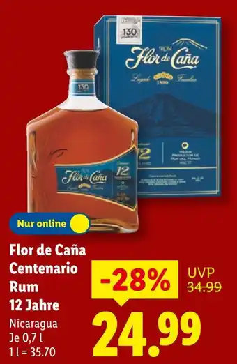 Lidl Flor de caña flor de caña centenario rum 12 jahre Angebot
