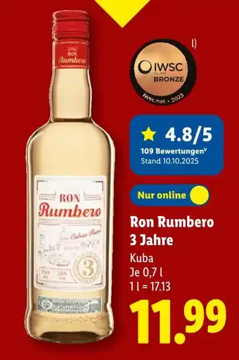 Lidl Ron rumbero ron rumbero 3 jahre Angebot