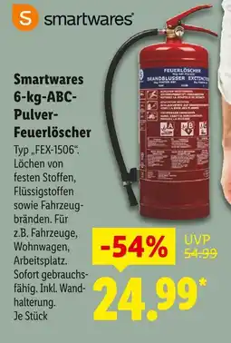 Lidl Smartwares 6-kg-abc-pulver-feuerlöscher Angebot