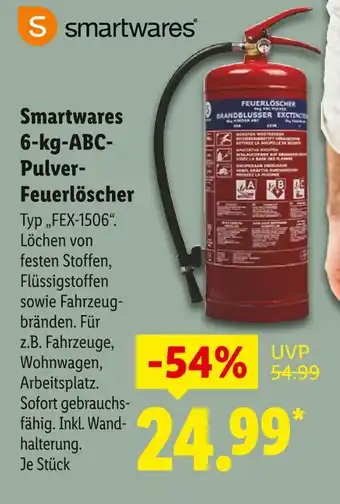 Lidl Smartwares 6-kg-abc-pulver-feuerlöscher Angebot
