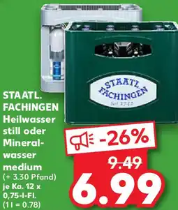 Kaufland STAATL. FACHINGEN Heilwasser still oder Mineralwasser medium Angebot