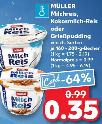 Kaufland MÜLLER Milchreis, Kokosmilch-Reis oder Grießpudding Angebot