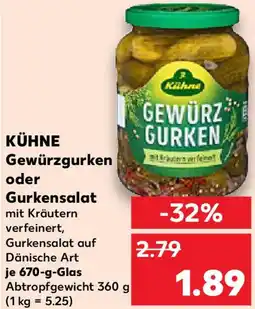 Kaufland KÜHNE Gewürzgurken oder Gurkensalat Angebot