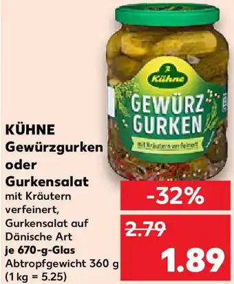 Kaufland KÜHNE Gewürzgurken oder Gurkensalat Angebot