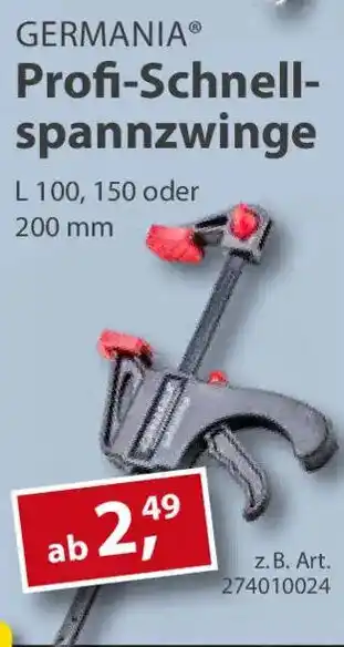Sonderpreis Baumarkt GERMANIA Profi-Schnell- spannzwinge Angebot
