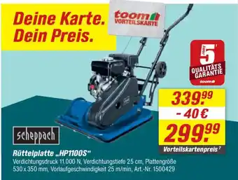 toom Baumarkt scheppach Rüttelplatte ,,HP1100S" Angebot