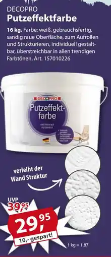 Sonderpreis Baumarkt DECOPRO Putzeffektfarbe Angebot