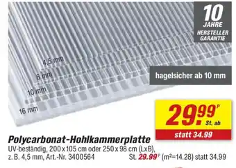 toom Baumarkt Polycarbonat-Hohlkammerplatte Angebot
