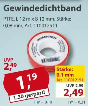 Sonderpreis Baumarkt Gewindedichtband Angebot
