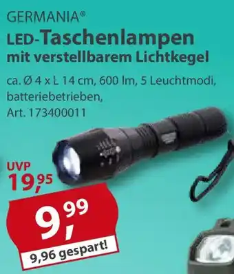 Sonderpreis Baumarkt GERMANIA LED-Taschenlampen mit verstellbarem Lichtkegel Angebot