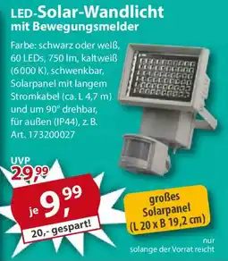 Sonderpreis Baumarkt LED-Solar-Wandlicht mit Bewegungsmelder Angebot
