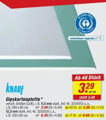 toom Baumarkt KNAUF Gipskartonplatte Angebot