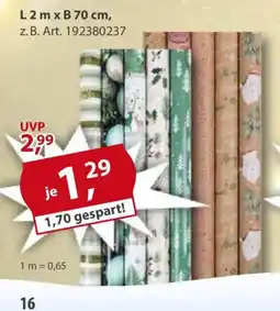 Sonderpreis Baumarkt weihnachtliches Geschenkpapier L2 m x B 70 cm Angebot