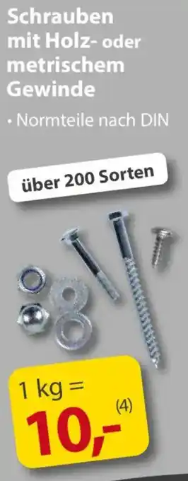 Sonderpreis Baumarkt Schrauben mit Holz- oder metrischem Gewinde Angebot