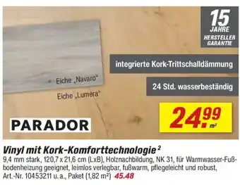 toom Baumarkt PARADOR Vinyl mit Kork-Komforttechnologie Angebot