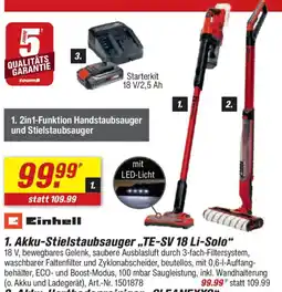 toom Baumarkt Einhell Akku-Stielstaubsauger „TE-SV 18 Li-Solo" Angebot