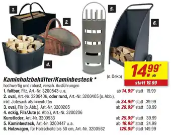 toom Baumarkt Kaminholzbehälter/Kaminbesteck Angebot