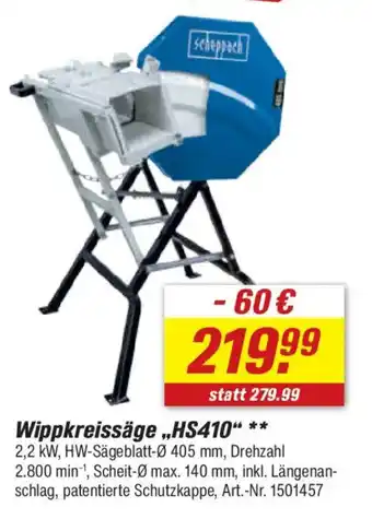 toom Baumarkt scheppach Wippkreissäge „HS410" Angebot