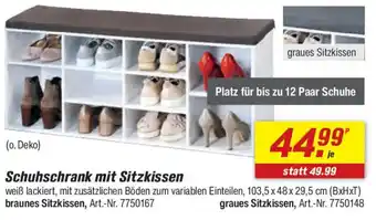 toom Baumarkt Schuhschrank mit Sitzkissen Angebot