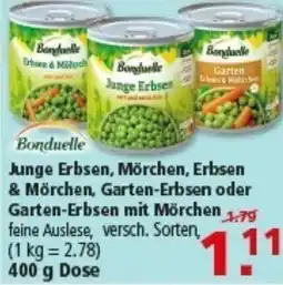 Multi Markt Bonduelle Junge Erbsen, Mörchen, Erbsen & Mörchen, Garten-Erbsen oder Garten-Erbsen mit Mörchen Angebot