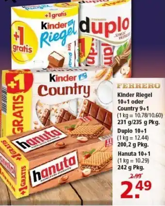 Multi Markt FERRERO Kinder Riegel 10+1 oder Country 9+1 Angebot