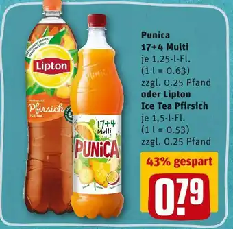 REWE Punica oder lipton 17+4 multi touch oder ice tea pfirsich Angebot