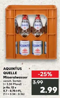 Kaufland AQUINTUS QUELLE Mineralwasser Angebot