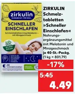 Kaufland ZIRKULIN Schmelz- tabletten Schneller Einschlafen Angebot