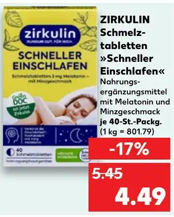 Kaufland ZIRKULIN Schmelz- tabletten Schneller Einschlafen Angebot
