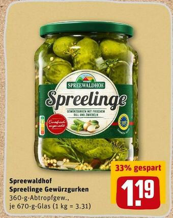 REWE Spreewaldhof spreelinge gewürzgurken Angebot