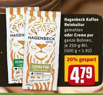 REWE Hagenbeck kaffee reinkultur oder crema pur Angebot