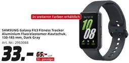 MediaMarkt SAMSUNG Galaxy Fit3 Fitness Tracker Aluminium Fluorelastomer-Kautschuk, 130-185 mm, Dark Gray Angebot