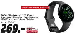 MediaMarkt GOOGLE Pixel Watch 3 (LTE) 45 mm, Smartwatch Aluminium Fluorelastomer Angebot