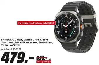 MediaMarkt SAMSUNG Galaxy Watch Ultra 47 mm Smartwatch Nitrilkautschuk, 90-140 mm, Titanium Silver Angebot
